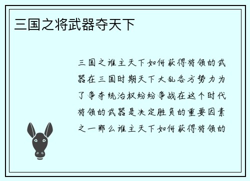 三国之将武器夺天下